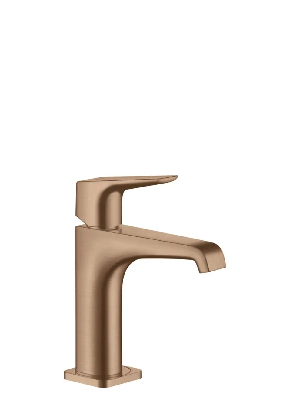 Waschtischmischer aus gebürstetem Rotgold mit Hebelgriff. Modernes Design, hergestellt von AXOR. Ideal für Badezimmeranwendungen.